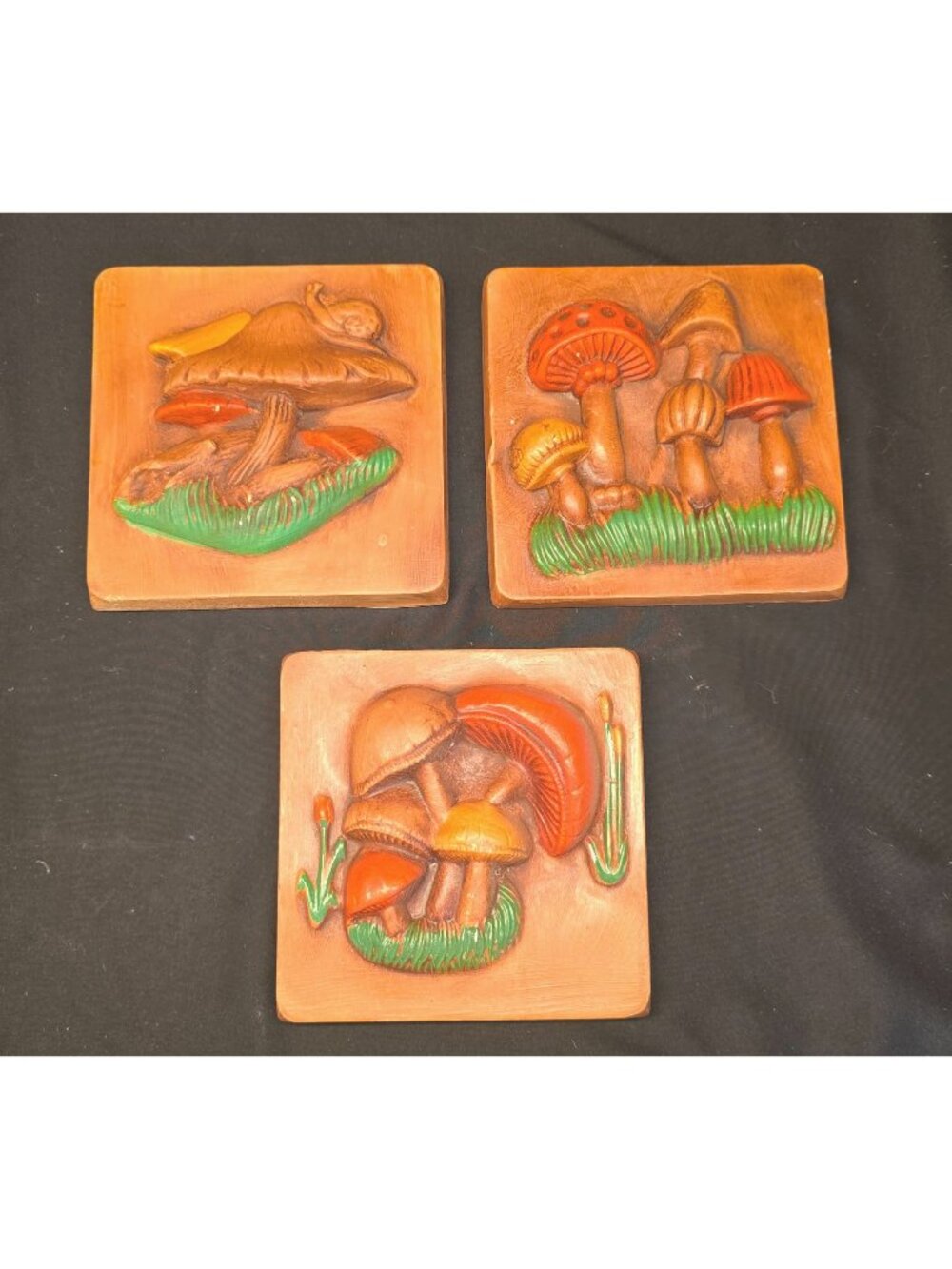 Vintage 1970s MCM Merry Mushroom Style 3D Retro Kitchen Wall Decor Yellow Brown